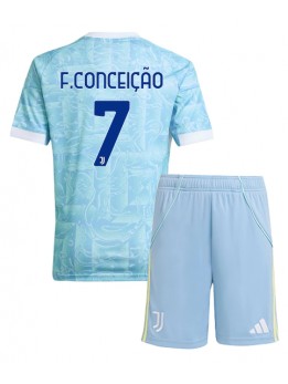 Juventus Francisco Conceicao #7 Replika Borta Kläder Barn 2025-26 Kortärmad (+ byxor)